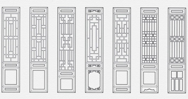 濮阳常用中式仿古花窗图案隔断设计图